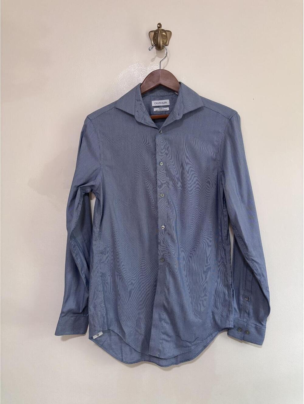 Calvin Klein Steel+ Slim‎ Fit Stretch Button Up Shirt 14.5 S